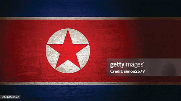 north korea flag with grunge texture - north korea stock illustrations