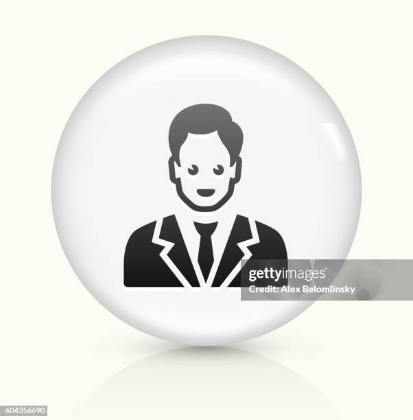 male face icon on white round vector button - beige suit stock illustrations