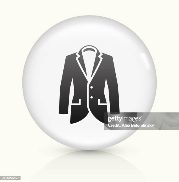 jacket icon on white round vector button - putting on jacket stock illustrations