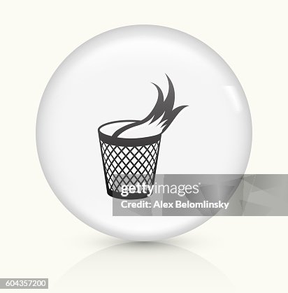 Garbage Fire icon on white round vector button Garbage Fire icon on white round vector button