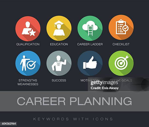 stockillustraties, clipart, cartoons en iconen met career planning keywords with icons - chance