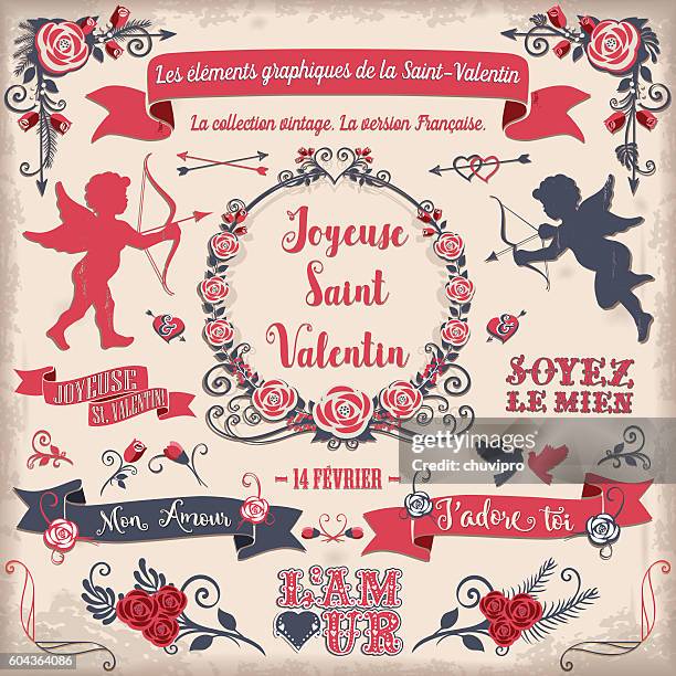 the graphic elements of valentine's day - cupid arrow stock illustrations