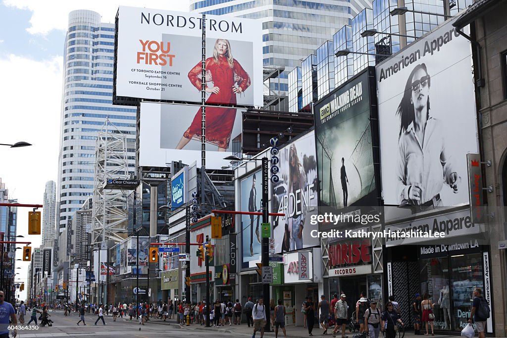 Shopping District, Yonge Street, Toronto, Canada in Summer