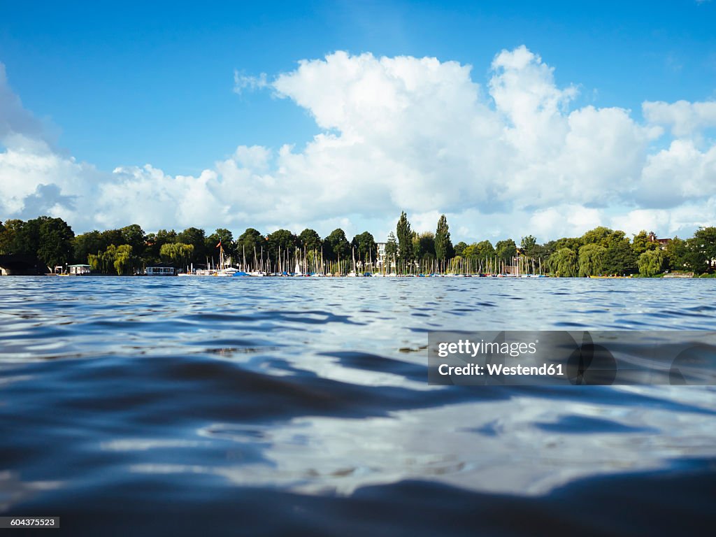 Germany, Hamburg, Aussenalster, Outer Alster Lake, harbour, sailing boats, water surface