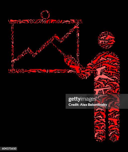 business presentation gun icon pattern background - presenter screen stock illustrations