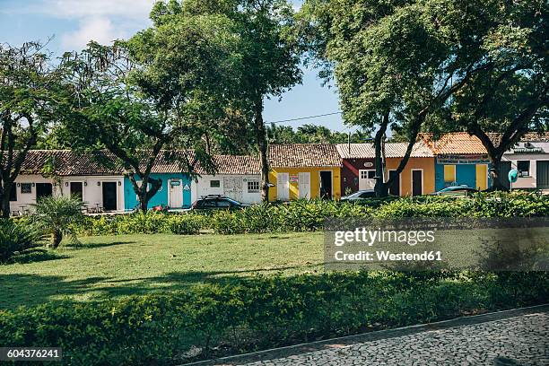 brazil, arraial d'ajuda, view to row of one-family houses - seguro stock pictures, royalty-free photos & images