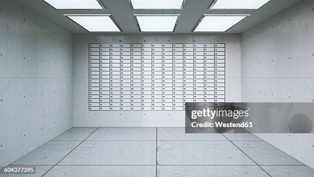 wall with lockers in a room of a bank, 3d rendering - oberlicht stock-grafiken, -clipart, -cartoons und -symbole