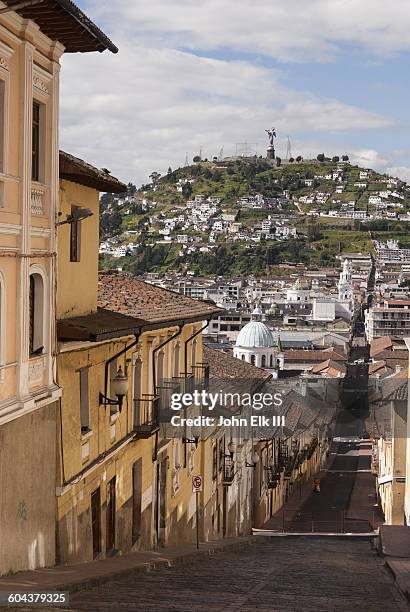 ecuador, quito, downtown street scene - quito stock pictures, royalty-free photos & images