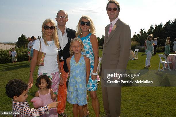 Player Mnuchin, Dylan Mnuchin, Heather Mnuchin, Mark Gilbertson, Serena Bancroft, Debbie Bancroft and James Bradbeer Jr attend LILLY PULITZER and...