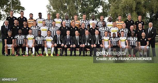 - Angers' French osteopathe Marc Sourice, Angers' French forward Gilles Sunu, Angers' French defender Yoann Andreu, Angers' French forward Nicolas...