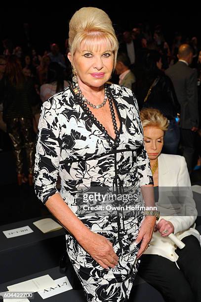 Ivana Trump attends the Dennis Basso SS17 fashion show during New York Fashion Week at The Arc, Skylight at Moynihan Station on September 13, 2016 in...