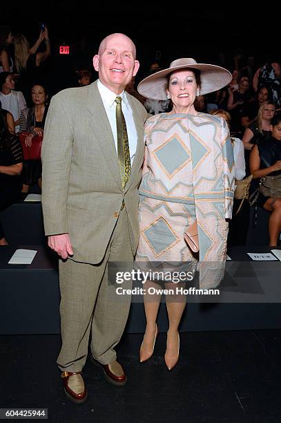 Bob Bright and Susie Bright attend the Dennis Basso SS17 fashion show during New York Fashion Week at The Arc, Skylight at Moynihan Station on...