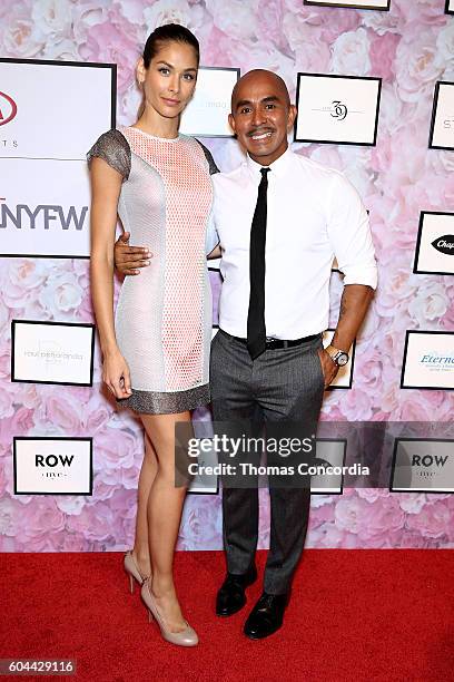 Dayana Mendoza poses with Raul Penaranda at Kia STYLE360 Hosts Raul Penaranda Spring 2017 Momentum Fashion Show on September 13, 2016 in New York...