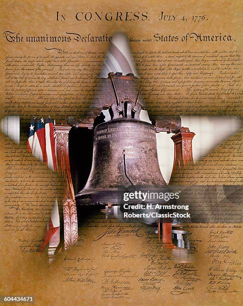 1970s LIBERTY BELL STAR DECLARATION OF INDEPENDENCE MONTAGE