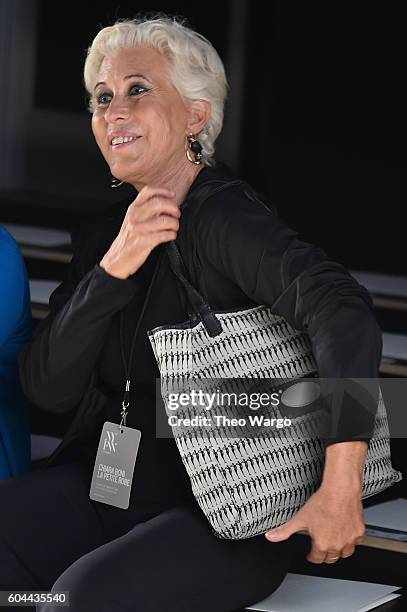 Designer Chiara Boni backstage at the Chiara Boni La Petite Robe during New York Fashion Week: The Shows at The Dock, Skylight at Moynihan Station on...