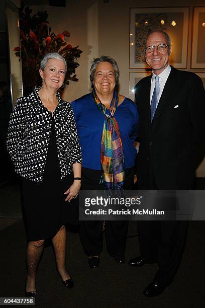Deb Shriver, Carolyn Reidy and Bill Higgins attend Literacy Partners "An Evening of Readings" Gala Kickoff Reception at Michael's Restuarant on March...