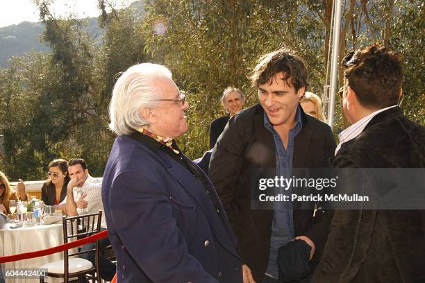 Manuel Cuevas, Joaquin Phoenix and Lewis Brajas attend Manuel Cuevas & Joaquin Phoenix host luncheon to celebrate "Walk The Line" at The House of...