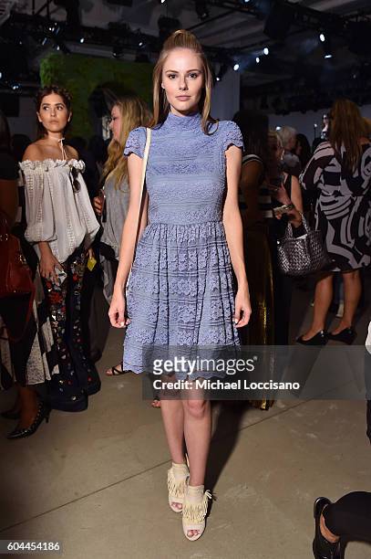 Model Alyssa Campanella attends the Alice + Olivia by Stacey Bendet Spring/Summer 2017 Presentation during New York Fashion Week September 2016 at...