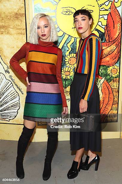Caitlin Moe and Mia Moretti attend the Alice + Olivia by Stacey Bendet Spring/Summer 2017 Presentation during New York Fashion Week September 2016 at...