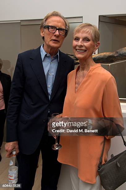 Bill Nighy and Paulene Stone attends a private view of 'The Human Hand', a new exhibition of sculptures by Nicole Farhi, at Bowman Sculpture on...