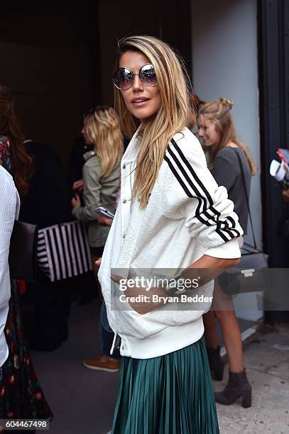 Fashion goer attends the Alice + Olivia by Stacey Bendet Spring/Summer 2017 Presentation during New York Fashion Week September 2016 at Skylight at...