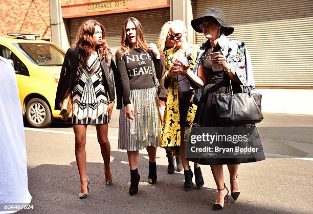 Fashion goers attend the Alice + Olivia by Stacey Bendet Spring/Summer 2017 Presentation during New York Fashion Week September 2016 at Skylight at...