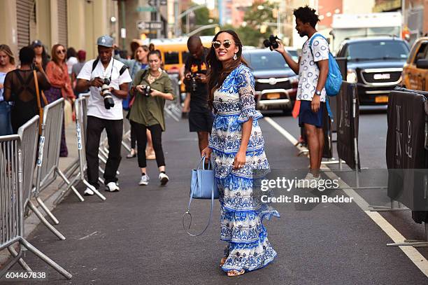 Fashion goer attends the Alice + Olivia by Stacey Bendet Spring/Summer 2017 Presentation during New York Fashion Week September 2016 at Skylight at...