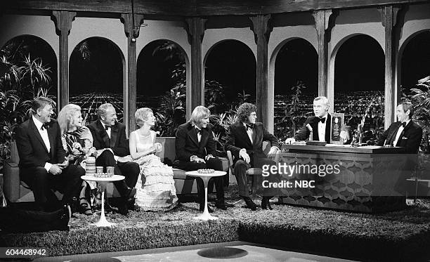 Pictured: Actor John Wayne, actress Ann-Margret, Harvey Korman, actress Sandy Duncan, actor Christopher Mitchum, actor Gary Grimes during an...