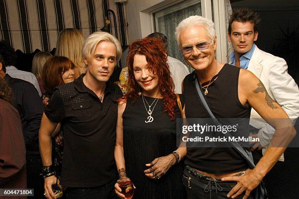 Bryan Rabin, Pamela Des Barres and Michael Des Barres attend RABIN RODGERS 5 Year Anniversary Party at Chateau Marmont on August 9, 2006 in West...