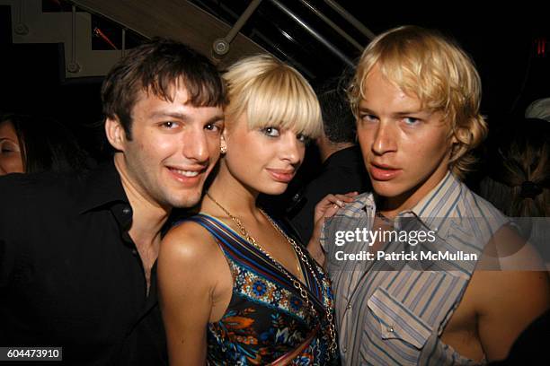 Steve Lundberg, Ashley Shaw and Joe Slapen attend Paris Hilton Album Release Party at Marquee on August 16, 2006.