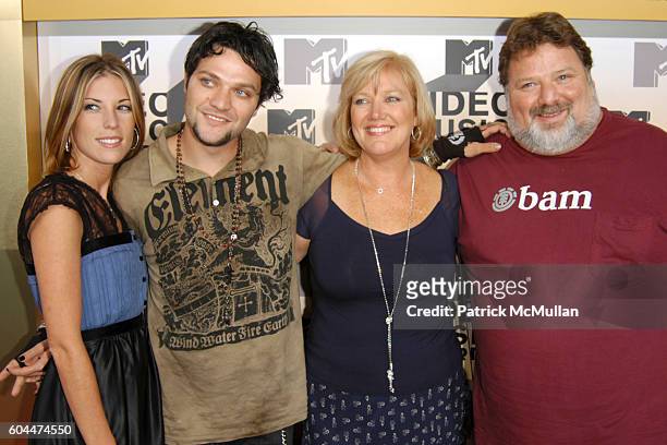 Missy Rothstein, Bam Margera, April Margera and Phil Margera attend 2006 MTV Video Music Awards at Radio City Music Hall on August 31, 2006 in New...