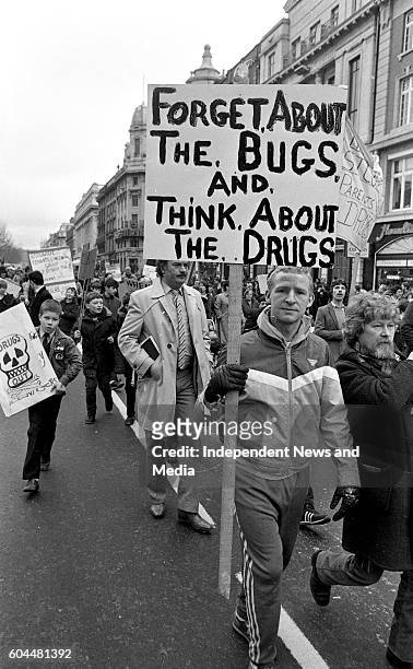 Concerned parents against drug pushers march along O Connell St in Dublin to Government buildings to hand in a letter outlining their objectives, .