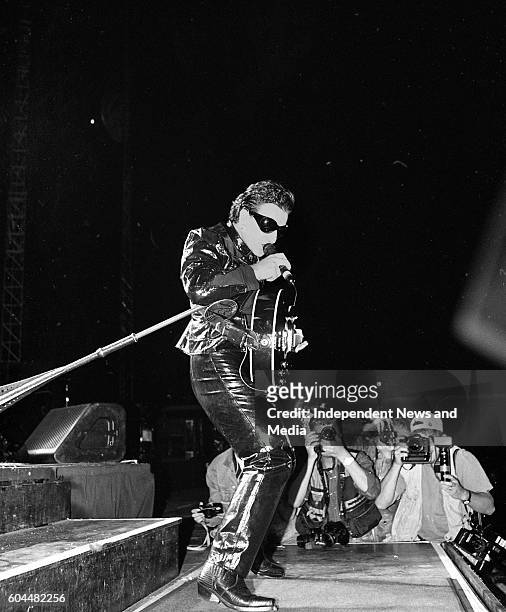 On stage at their Zooropa Concert at the RDS in Dublin, .