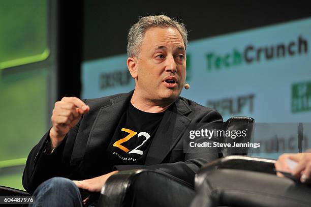 Of Zenefits David Sacks speaks onstage during TechCrunch Disrupt SF 2016 at Pier 48 on September 13, 2016 in San Francisco, California.