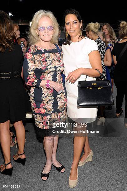 Jane Pontarelli and Nicole DiCocco attend the Dennis Basso SS17 fashion show during New York Fashion Week at The Arc, Skylight at Moynihan Station on...