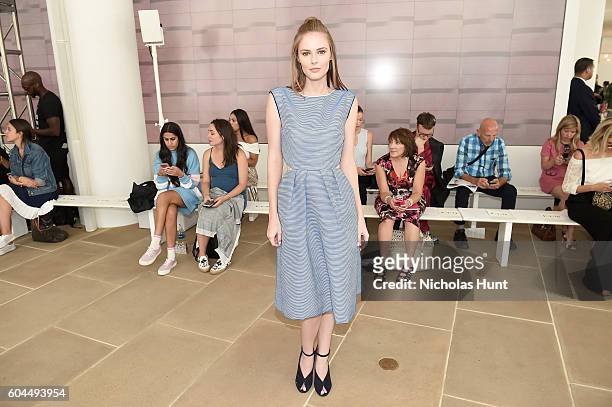 Alyssa Campanella attends the Monique Lhuillier fashion show during New York Fashion Week September 2016 at The IAC Building on September 13, 2016 in...