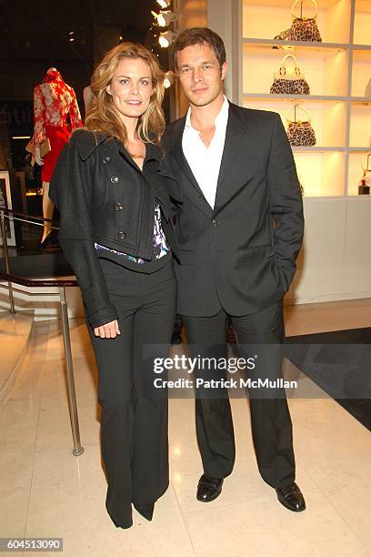 Laurie Baker and Paul Sculfor attend Iman and Valentino Host Cocktail Reception Supporting Keep a Child Alive at Valentino on November 15, 2006 in...