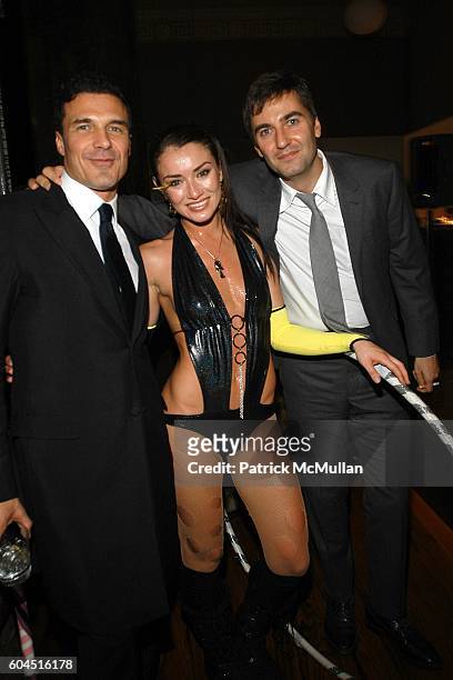 Andre Balazs, Alhia Chacoff and Euan Rellie attend ANDRE BALAZS Presents The Grand Opening of the BEAVER BAR at THE BEAVER BAR & SALES OFFICE on...