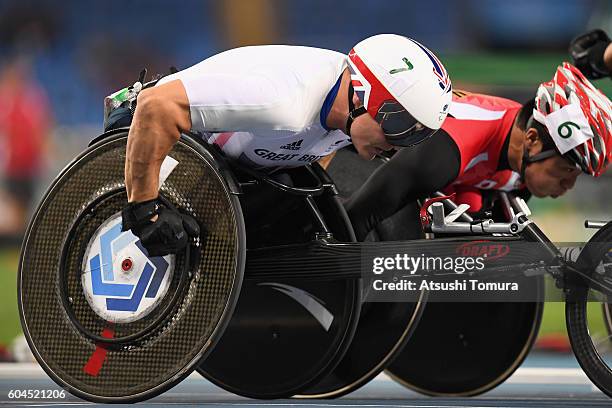 David Weir of Great Britain competes in the Men's 1500m - T54 Final on day 6 of the Rio 2016 Paralympic Games at the Olmpic Stadium on September 13,...