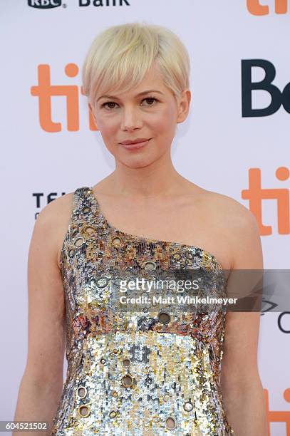 Actress Michelle Williams attends the "Manchester by the Sea" premiere during the 2016 Toronto International Film Festival at Princess of Wales...