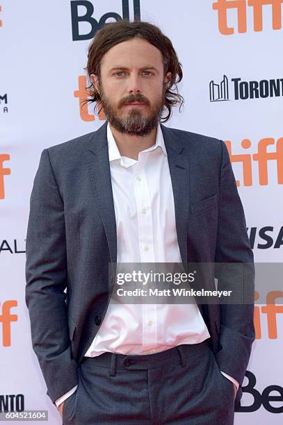 Actor Casey Affleck attends the "Manchester by the Sea" premiere during the 2016 Toronto International Film Festival at Princess of Wales Theatre on...