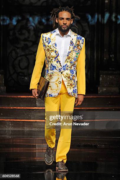 Model walks the runway wearing House of Byfield at Art Hearts Fashion NYFW The Shows presented by AIDS Healthcare Foundation at The Angel Orensanz...