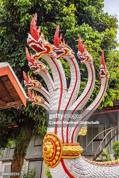 7-headed naga wat hosian voravihane - dragon headed stock pictures, royalty-free photos & images