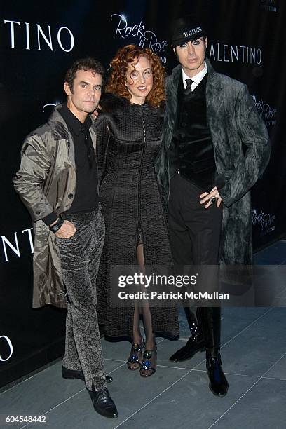 Stephen Knoll, Nancy Bacich and Patrck McDonald attend VALENTINO "ROCK 'N ROSE" Launch Party at 7 World Trade Center on November 16, 2006 in New York...