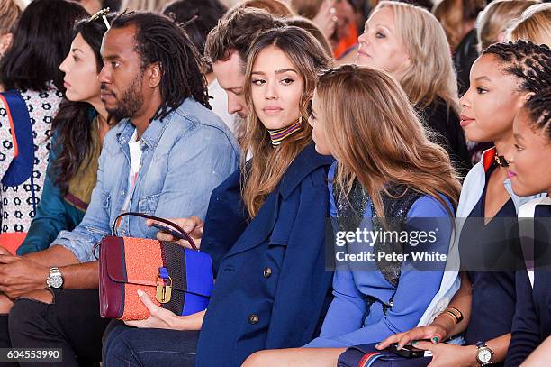 Actress Jessica Alba, Chloe Bailey, Kenya Jones and Rashid Johnson attend the DKNY Women's Fashion Show on September 13, 2016 in New York City.