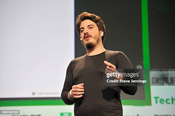 Myki.co presents a product onstage during TechCrunch Disrupt SF 2016 at Pier 48 on September 13, 2016 in San Francisco, California.