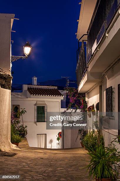 street scene at dusk - salobreña stock pictures, royalty-free photos & images