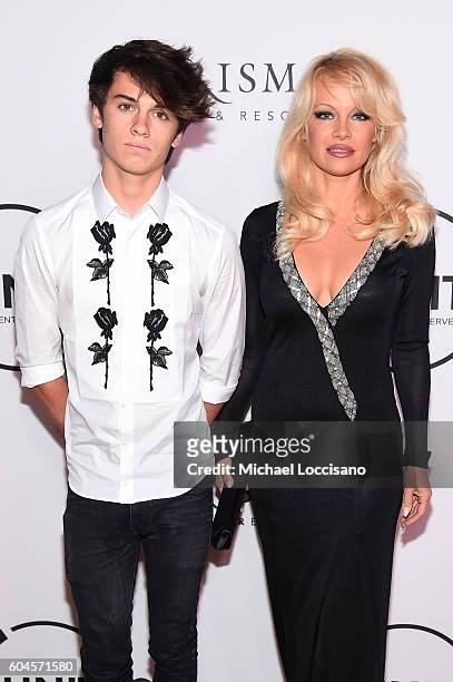 Dylan Jagger Lee and Pamela Anderson attend the UNITAS 2nd annual gala against human trafficking at Capitale on September 13, 2016 in New York City.