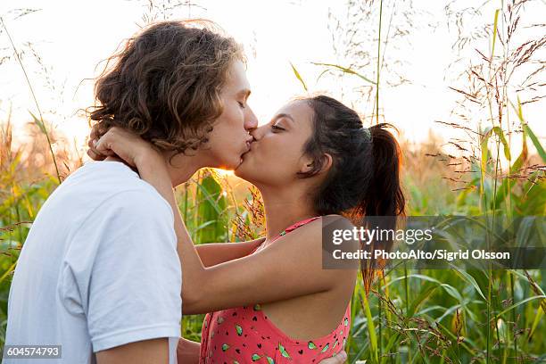 young couple kissing - coppia passione foto e immagini stock
