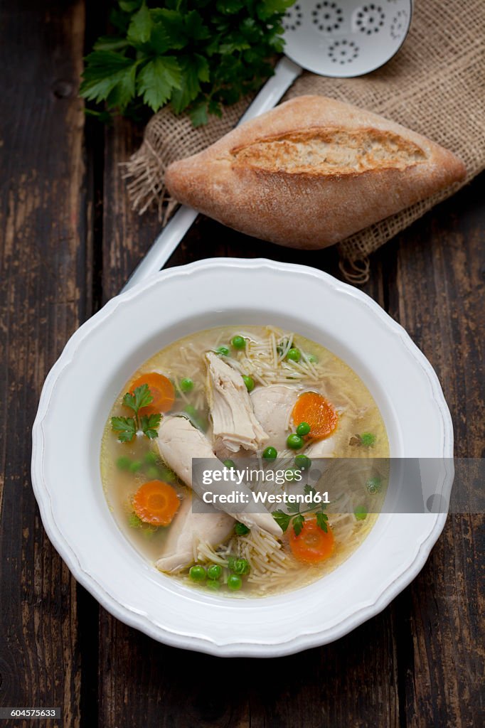 Dish of chicken soup